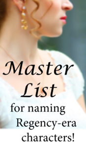 Master List for Regency Naming