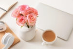 coffee, roses