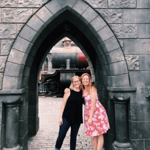 Best Things About 2018. Photo of authors J.R. Boles and Bryn Donovan at Harry Potter's Wizarding World, Universal Studios, California. 