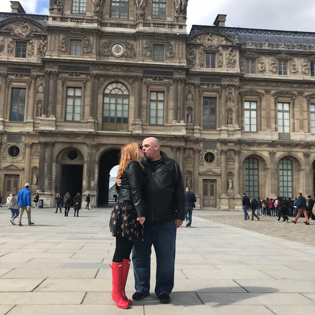 Bryn and Mr. Donovan kissing in front of the Louvre, a huge palace #Notre Dame Before the Fire