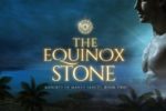 The Equinox Stone by Bryn Donovan. Shirtless man, beach with palm trees, twelve pointed star. #best BBW romance #romance with a plus size heroine #romance books with bisexual heroes #best paranormal romance 2020 #bisexual main characters #amnesia romance