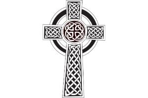 Celtic cross symbol with elaborate knotwork design