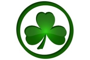 shamrock with 3 leaves, inside a circle