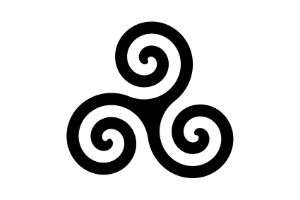 triskelion or triskele design of three spirals