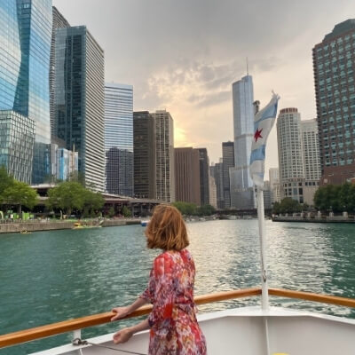 Bryn Donovan on Chicago architecture boat tour