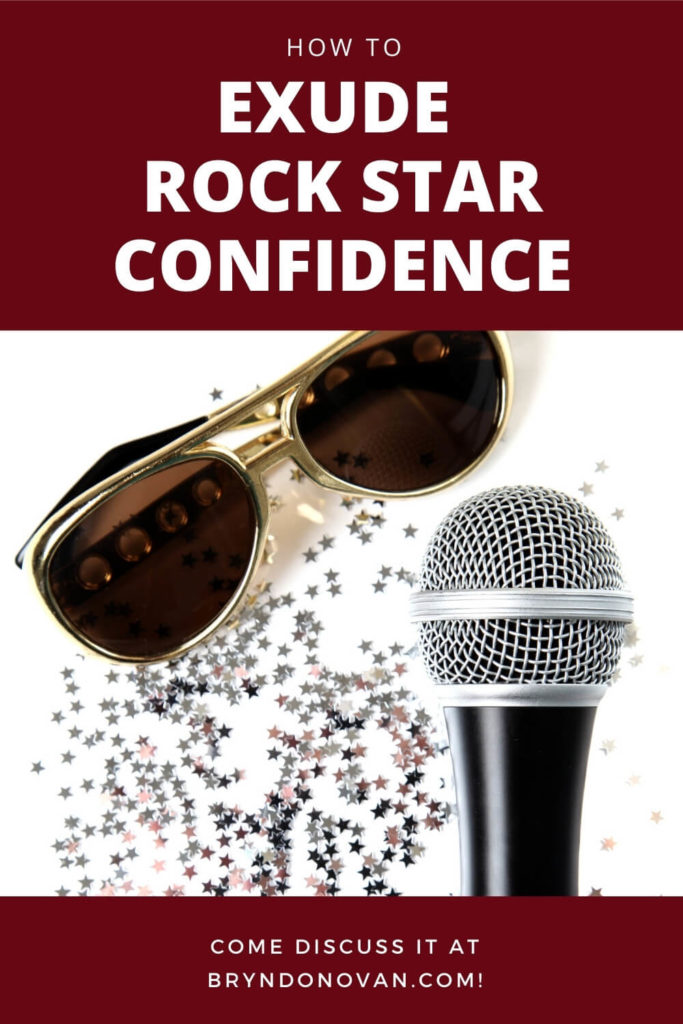 Pinterest Pin: How to EXUDE ROCK STAR CONFIDENCE | sunglasses, microphone, star confetti