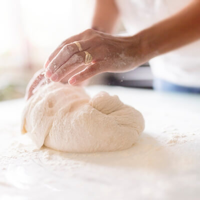 kneading bread