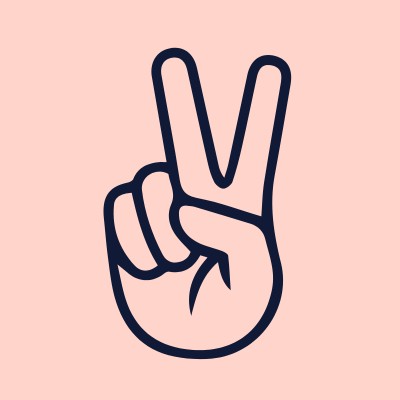 peace sign fingers in V
