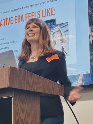 author Bryn Donovan speaking on overcoming creative burnout